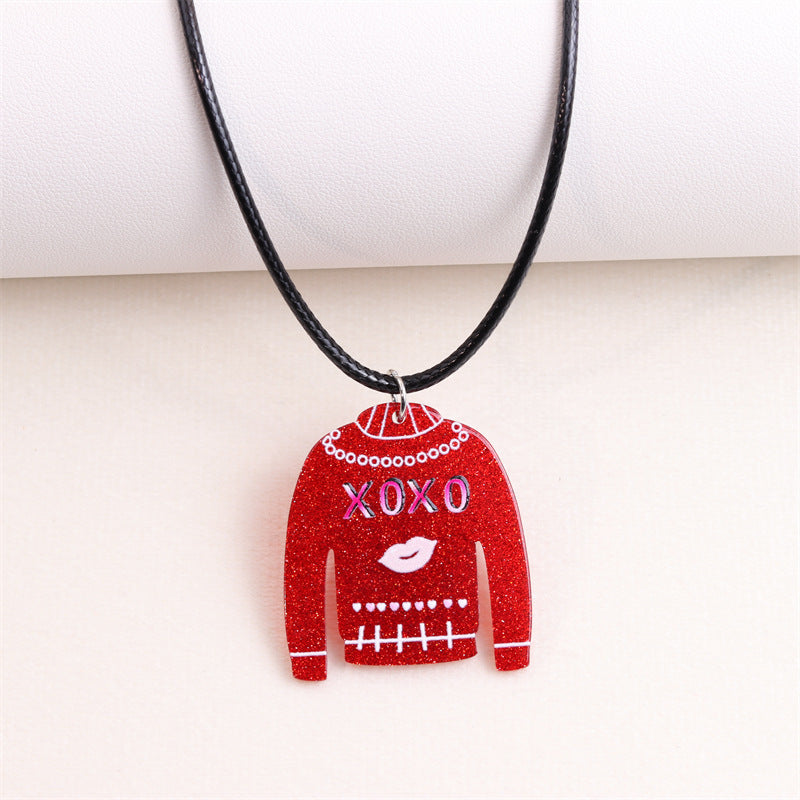 Wholesale Valentine's Day Sweater Hat Acrylic Necklace